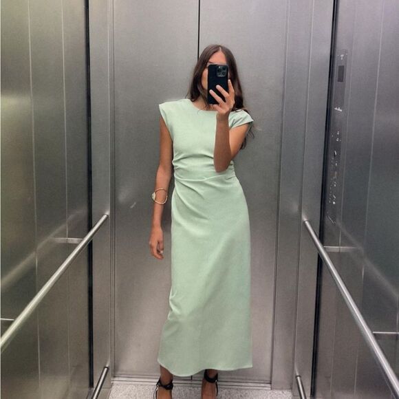 Zara Mint Green Midi Dress - Picture 1 of 13